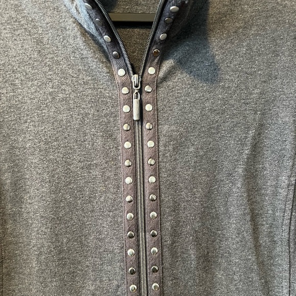 JM Collection Ladies M Grey Zip-Up Jacket With Embellishments - Picture 8 of 13